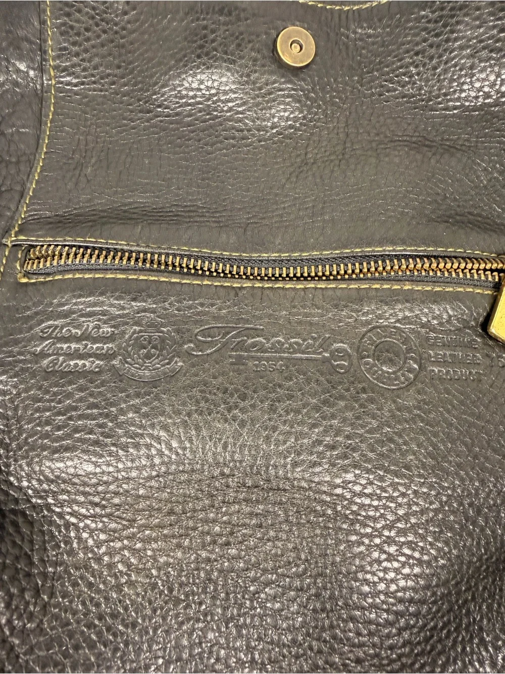 Fossil Vintage 1954 Black Pebble Leather Drawstring Backpack Handbag
